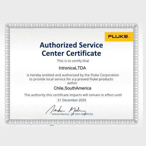 Certificado de Calibración con Trazabilidad a Fluke-Nist-SI para Modelo 114