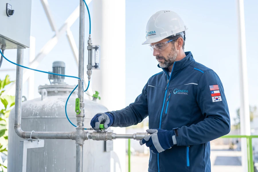 Punto de inyección de CO₂ aguas abajo del saturador de cal