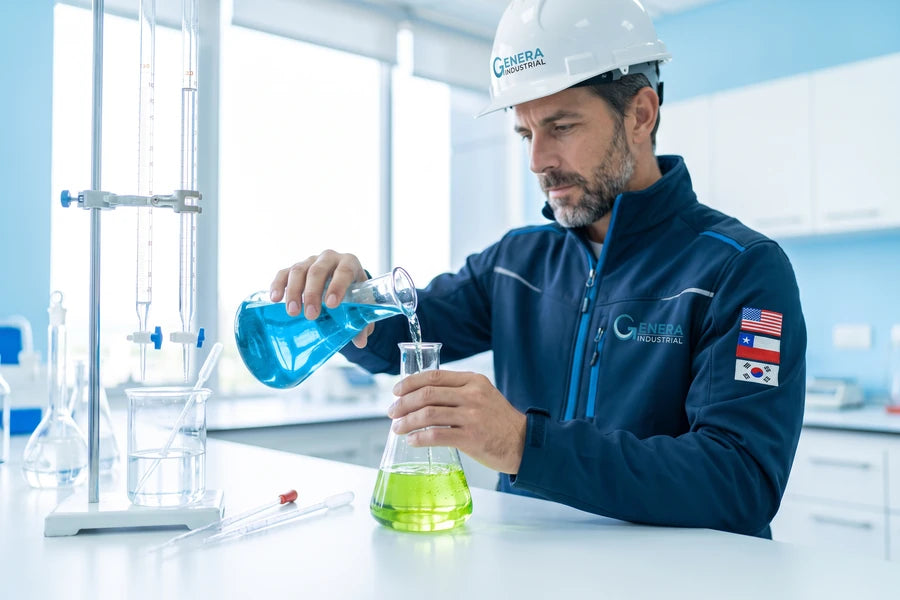 Microburbujas de CO₂ subiendo por el agua de un contactor
