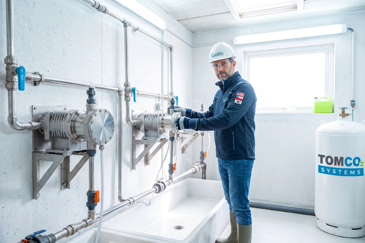 La misma sala dosificando con CO₂: sin corrosión ni contención